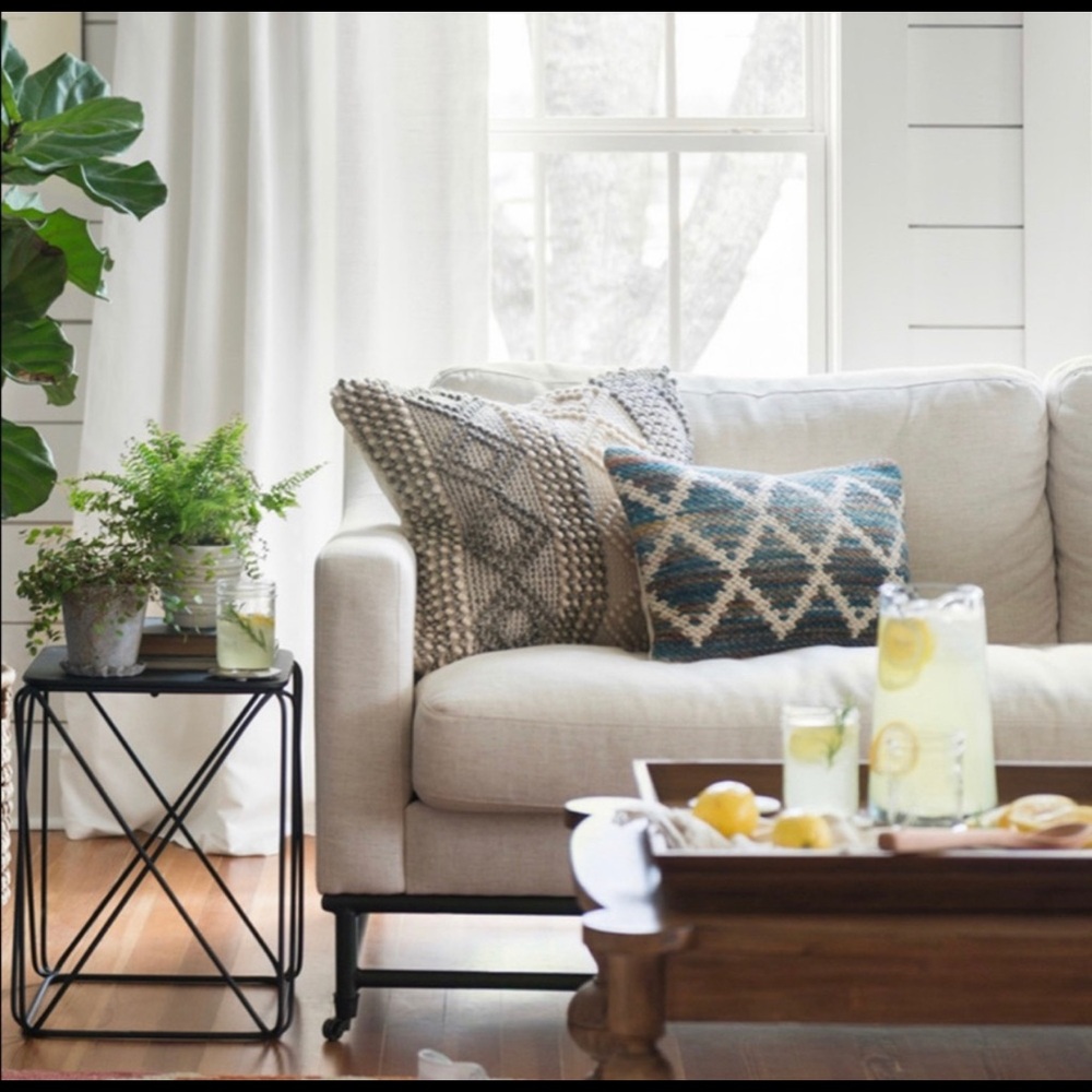 Magnolia Home Grey/Ivory Dimond Stripes Throw Pillow By Joanna Gaines
